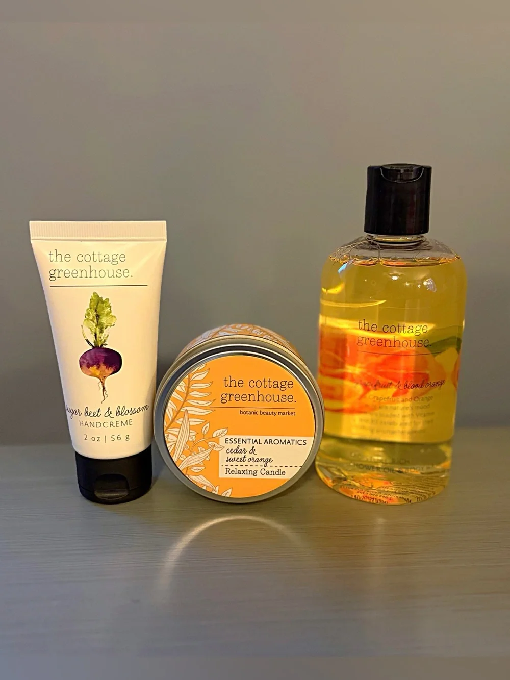 LIMITED EDITION Cottage Greenhouse Margot Elena Candle Tin, Shower Oil, Lotion